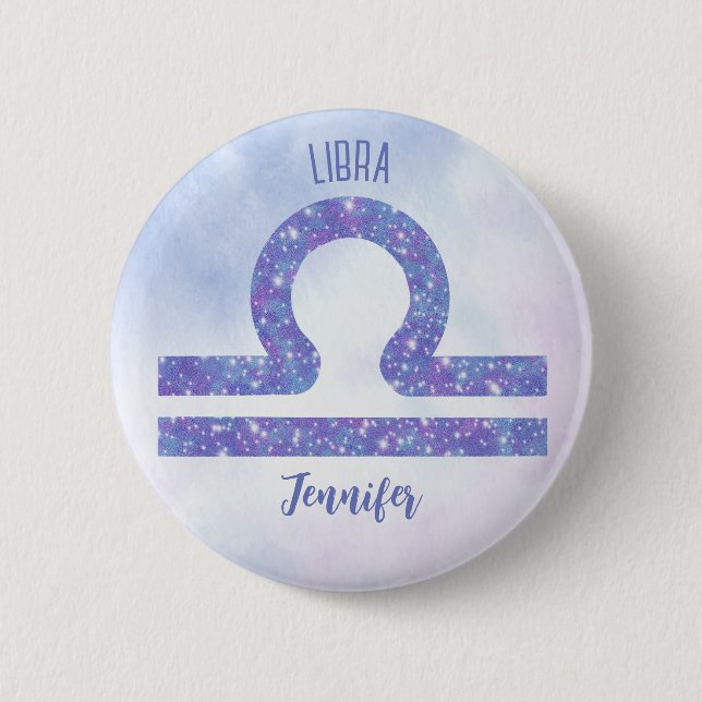 Beautiful Libra Astrology Sign Personalized Purple 6 Cm Round Badge (Front)