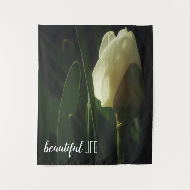 Beautiful Life Quote Daffodil Flower Tapestry (Front)