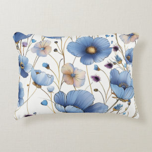 Beautiful light blue wildflower decorative cushion