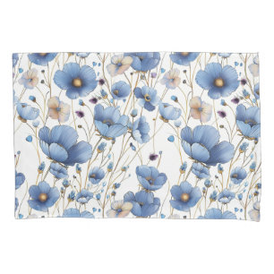Beautiful light blue wildflower pillowcase
