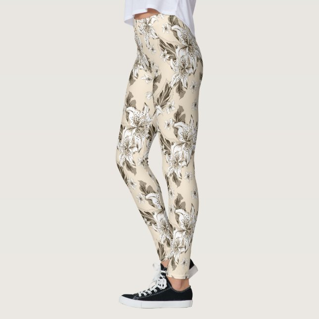 Beautiful light brown flower pattern leggings (Left)