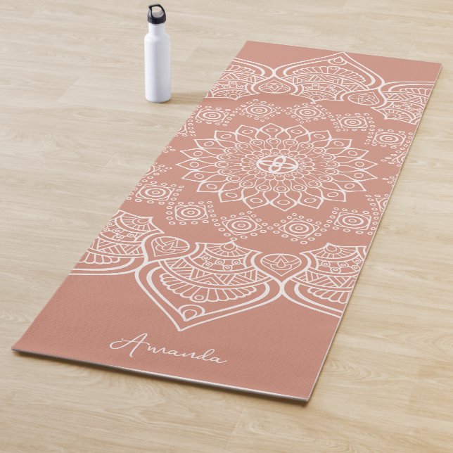 Beautiful Light Coral Mandala Custom Yoga Mat (In Situ)