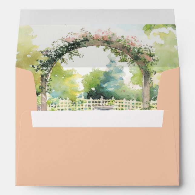Beautiful Light Peach Garden Wedding Envelope (Back (Bottom))