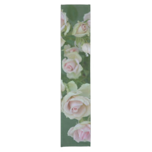 Beautiful light pink garden roses short table runner