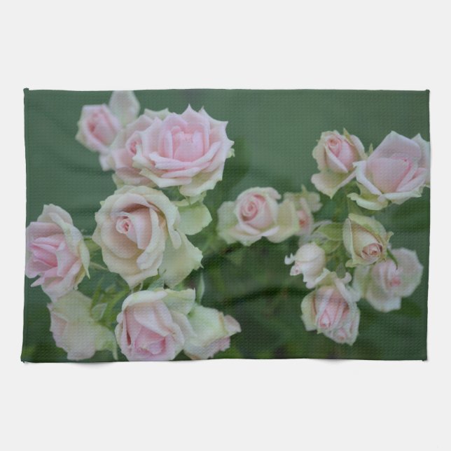Beautiful light pink garden roses   tea towel (Horizontal)