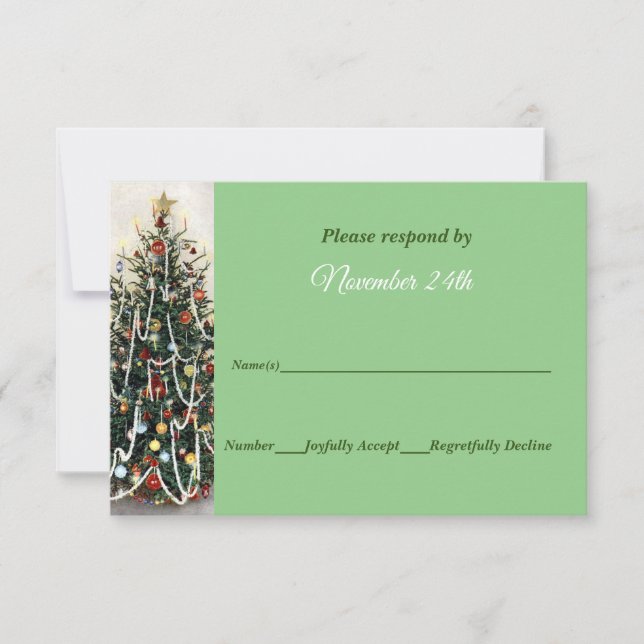 Beautiful Lighted Tree Christmas Wedding RSVP Invitation (Front)