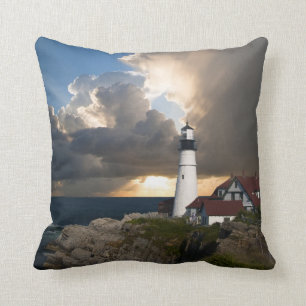 Beautiful Lighthouse and Sunset Pillow