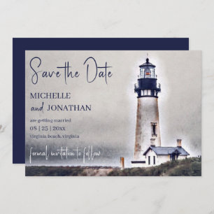 Beautiful Lighthouse Nautical Beach Wedding Save The Date