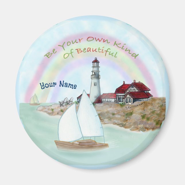 Beautiful Lighthouse  round Magnet (Front)
