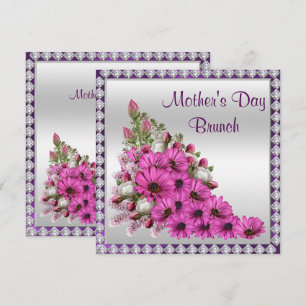 Beautiful Lilac Bouquet & Diamonds Mother's Day Invitation