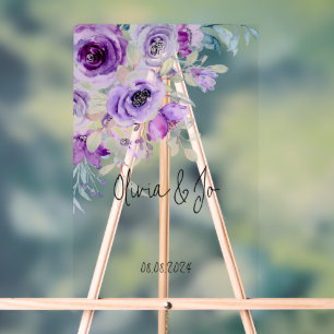 beautiful lilac floral acrylic sign
