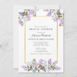 Beautiful Lilac Floral Bridal Shower Invitation