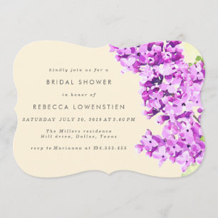 Beautiful Lilac Floral Watercolor Bridal Shower Invitation