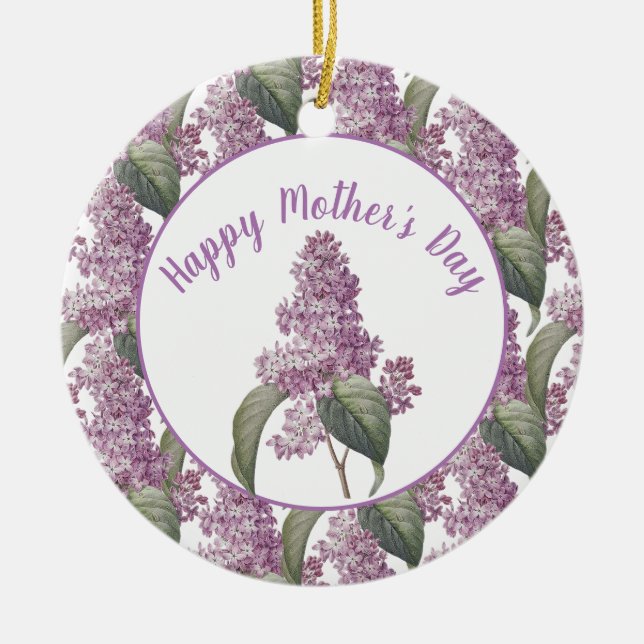 Beautiful Lilac Flowers Mother's Day  Ceramic Tree Decoration (Front)