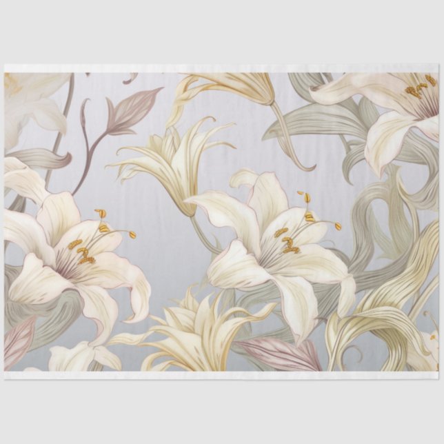 Beautiful lillies on powder blue background tissue paper (Front)