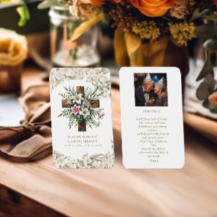 Beautiful Lily Catholic Hail Mary Prayer Card