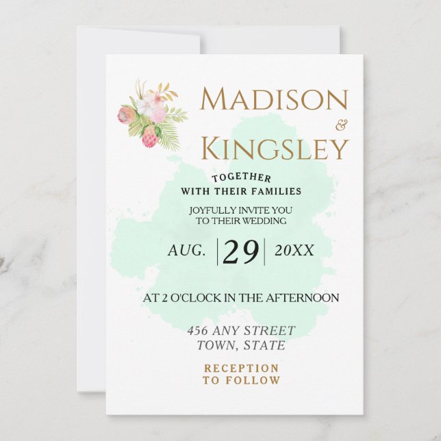 Beautiful Lime Green 💚 Elegant Boho Wedding Invitation (Front)