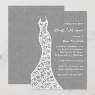 Beautiful Linen Bridal Shower Invitation