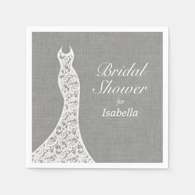 Beautiful Linen Bridal Shower Napkin (Front)