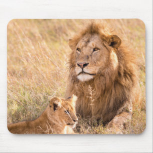 Beautiful Lion and Cub Mouse Mat