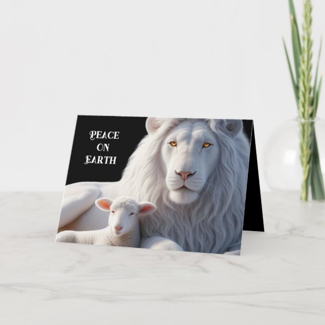 Beautiful Lion and Lamb Christmas Card (Front)