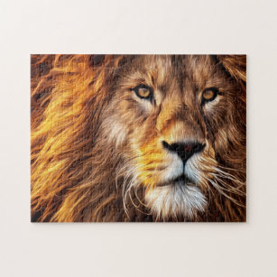 Beautiful Lion Face Closeup Painting Jigsaw Puzzle