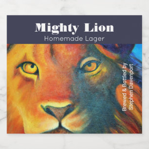 Beautiful Lion Head Portrait Regal and Proud Beer Beer Bottle Label