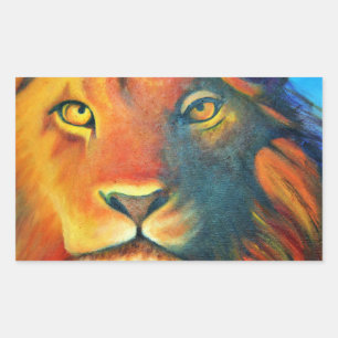 Beautiful Lion Head Portrait Regal and Proud Rectangular Sticker