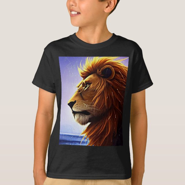 Beautiful Lion Portrait at Sea Personalised Kid  T-Shirt (Front)
