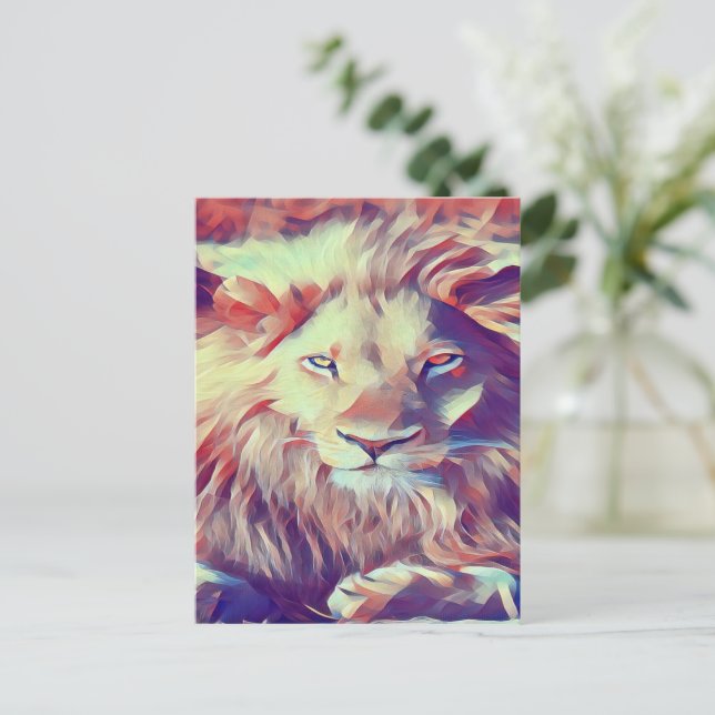 Beautiful lion pose postcard (Standing Front)