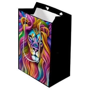 Beautiful Lion with Colourful Main  Medium Gift Bag