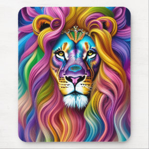 Beautiful Lion with Colourful Main Mouse Mat