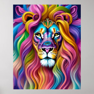 Beautiful Lion with Colourful Main Poster