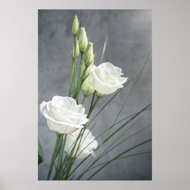 Beautiful Lisianthus White Flowers Poster (Front)