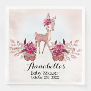 Beautiful Little Fawn Baby Girl Fall Baby Shower I Napkin