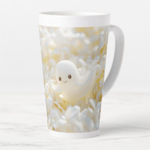 Beautiful little ghosts among white flowers latte mug