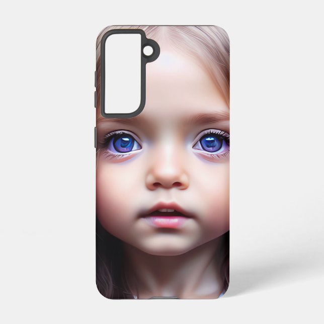 BEAUTIFUL LITTLE GIRL BIG EYES PAINTING  SAMSUNG GALAXY S21 CASE (Back)