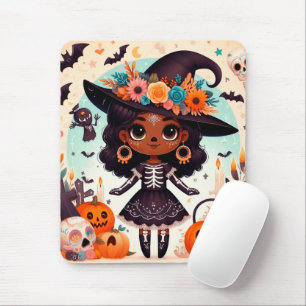Beautiful little witch halloween party mouse mat
