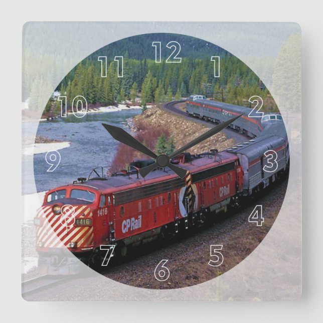 Beautiful Locomotive Square Wall Clock (Front)