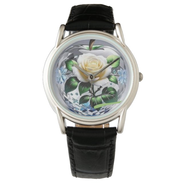 Beautiful logo design of a rose flower above the c watch (Front)