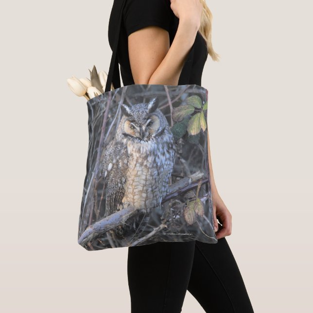 Beautiful Long-Eared Owl at Sunset Tote Bag (Close Up)