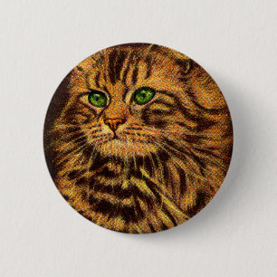 beautiful long-haired tabby cat 6 cm round badge