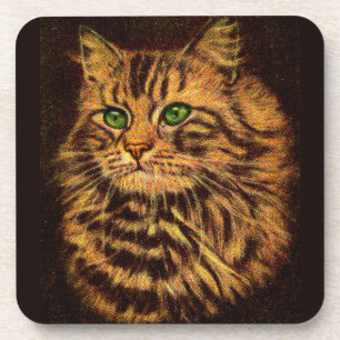 beautiful long-haired tabby cat coaster