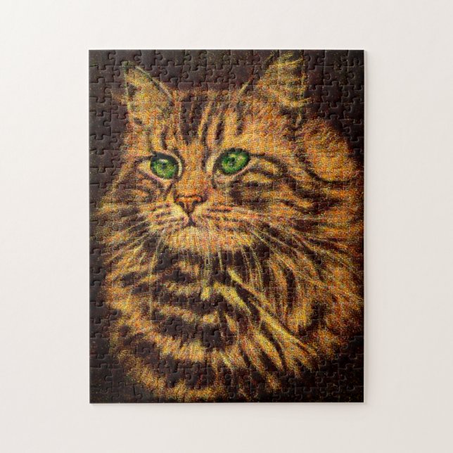 beautiful long-haired tabby cat jigsaw puzzle (Vertical)