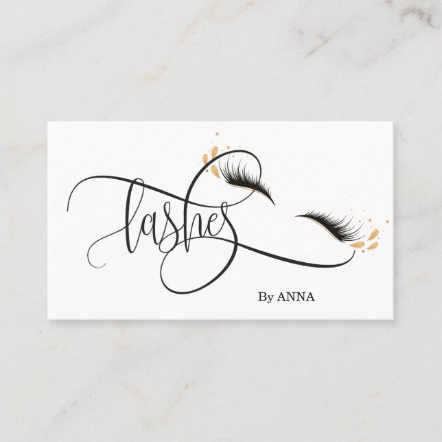 Beautiful Long Lash Extension Makeup Feather Business Card (Front)