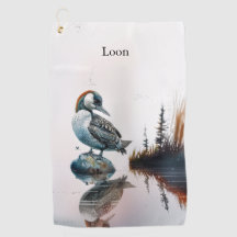 beautiful loon on a rock in watercolor
