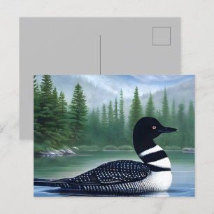 Beautiful Loon On Northern Lake Postcard