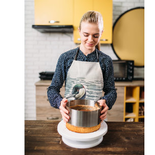 beautiful loon on water in watercolor apron