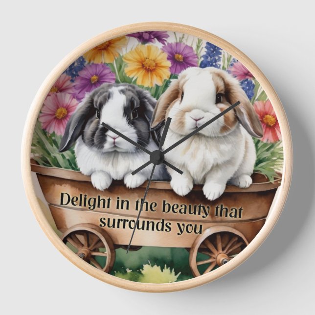 Beautiful Lop Bunny Rabbit Pretty Clock (Front)