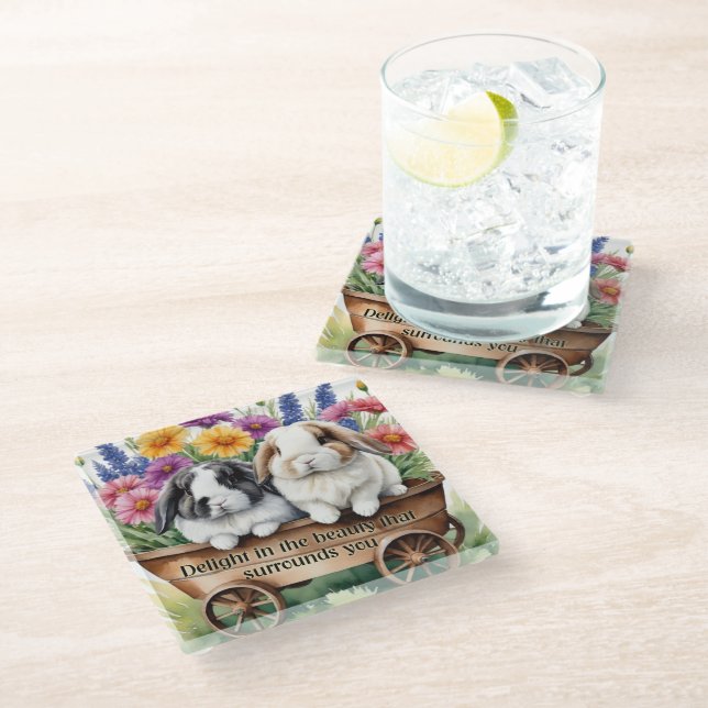 Beautiful Lop Bunny Rabbit Pretty  Glass Coaster (Angled)